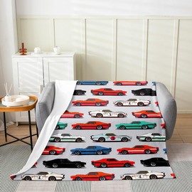 Manta de franela de forro polar de dibujos animados, para todas las estaciones, manta de cama para sofá o cama, sofá, color rojo de carreras deportivas, estilo competitivo, decoración de recámara, 40