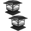 Davinci Lighting Premium Solar Outdoor Post Cap Lights - 4x4 5x5 6x6 - Bright LED Light for Fence Deck Garden or Patio Posts - Slate Black (2 Pack)