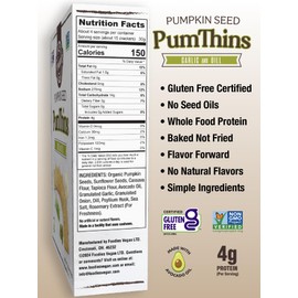 Foodies PumThins Garlic & Dill Crackers, Gluten Free, Made with Organic Pumpkin Seeds, No Seed Oils, Healthy, Paleo Friendly, 4.25 oz 3-Pack