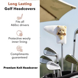 Golf Putter Head Cover - Little Bear Style Blade Design Fits All Brands Club Cover for Blade Putters（Beige Bear ）
