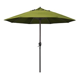 California Umbrella 9' Round Aluminum Outdoor Deck, Pool or Patio Umbrella, Crank Lift, Auto Tilt, Bronze Pole, Kiwi Olefin