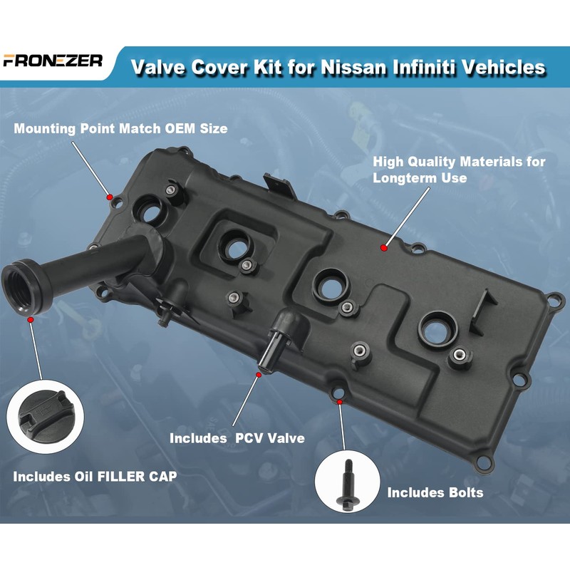 Engine Valve Cover Set with Gaskets, Bolts, Oil Filler Cap,