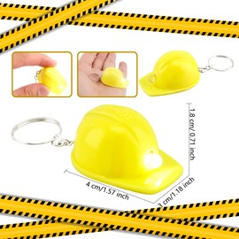 Cotiny 48 Pcs Mini Construction Hat Keychain Yellow Hard Hat Flashlight Keychain Small Helmet Flashlight Keychain for Kids Backpack Classroom Reward Birthday Construction Themed Party Favors
