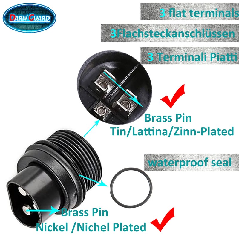 DARKGUARD Tractor 3-Pin Plug and 3-Pin Socket 12 V Tractor,