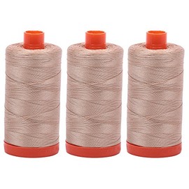 Bundle of 3 Large 1422 Yard Spools of Aurifil 50wt Egyptian Cotton Thread, Color: Beige, No. A1050-2314