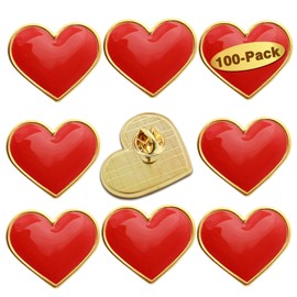Pack of 100 Heart Love Badge Lapel Pins Bulk - Metal Heart Health Valentines Day Brooch Badge For Men Women Clothes Bags Hats