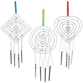 Baker Ross FE546 Spiral Suncatcher Windchime Kits - Pack of 3, Painting Craft Kit for Kids, Stained Glass Window Crafts