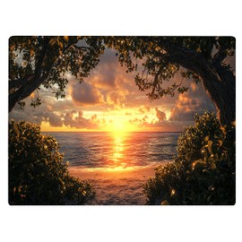 Summer Summertime Beach Season Pattern Kitchen Glass Cutting Board Decorative Mother's Day Gift For Summer Sun (Sunset)