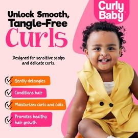 CurlyBaby Curly Shampoo – Tear-Free, Dermatologist-Tested, Fragrance-Free Baby Shampoo for Curly, Kinky, Coily Hair – Gentle Cleanse, Moisturizing, Promotes Healthy Hair Growth - 8oz