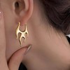 Cybche Punk Flame Hoop Huggie Earrings Gold Fire Flame Drop