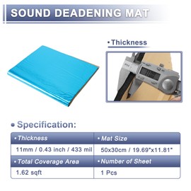 X AUTOHAUX 433mil 11mm 1.62sqft Car Sound Deadening Mat Aluminum Foil Foam Heat Shield Material for Hood Fender and Boat Engine Cover 19.69"x11.81" Blue