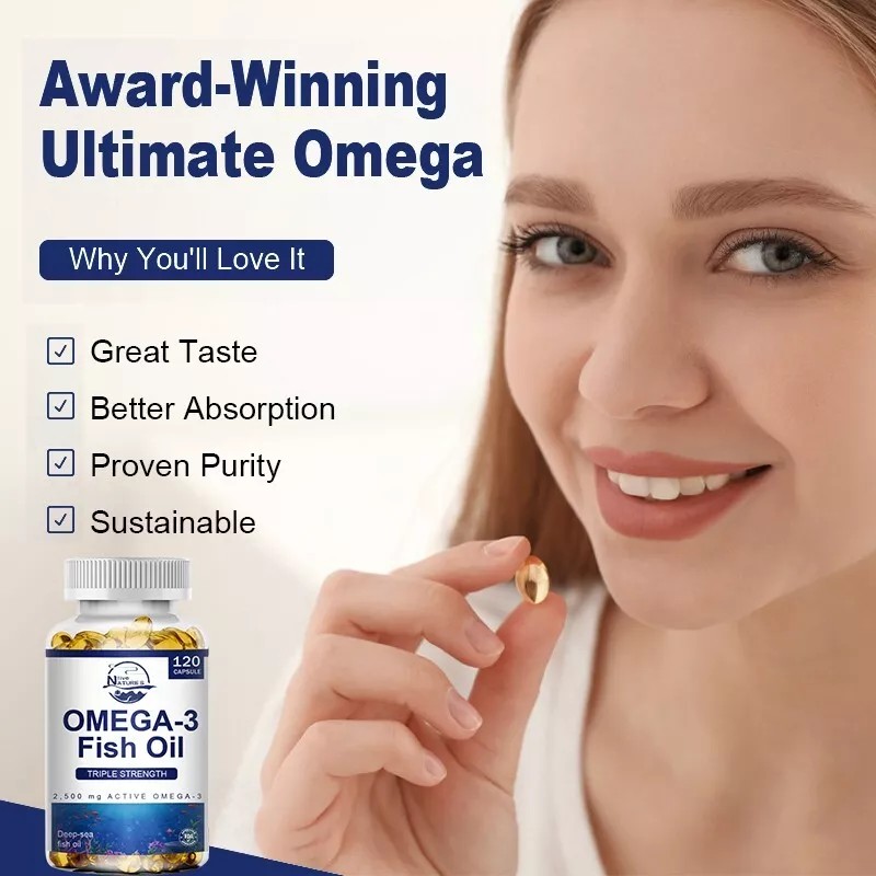 NATURE'S LIVE Omega 3 Fish Oil Capsules Triple Strength EPA
