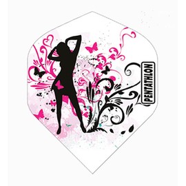 US Darts Pentathlon Pink Lady Silouhette Standard Dart Flights - 3 Sets (9 Flights) - 100 Micro (Ex-Tough)