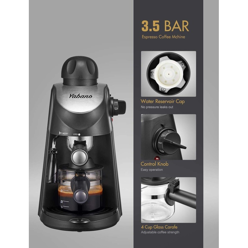 Yabano Espresso Machine, 3.5Bar Espresso Coffee Maker, Espresso and Cappuccino