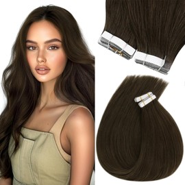 Sunny Hair Tape in Hair Extensions Human Hair Invisible Tape in Hair Extensions Straight Tape in Extensions Hair Extensions for Women 20Pcs 20inch Dark Brown