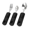 3Pcs Black Disability Aids Cutlery Sets, Extra Wide Handles Easy