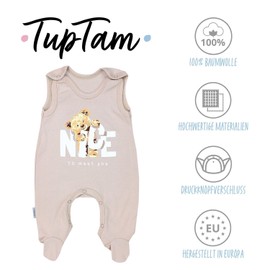 TupTam Baby Unisex Romper with Print Saying Pack of 5, Bear Pink White Stars Grey Nice Teddy Beige, 62