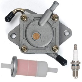 HIFROM 49040-2067 Gas Fuel Pump with 49019-1055 Fuel Filter Spark Plug Fit For Kawasaki KAF300 Engine Mule 500 520 550