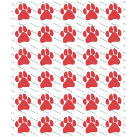 Crafting Mania LLC 30 Precut 1" Red Paw Prints Bottle Cap Image Set 1