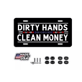 BLVD Dirty hands clean money vanity aluminum vehicle license plate car truck SUV tag