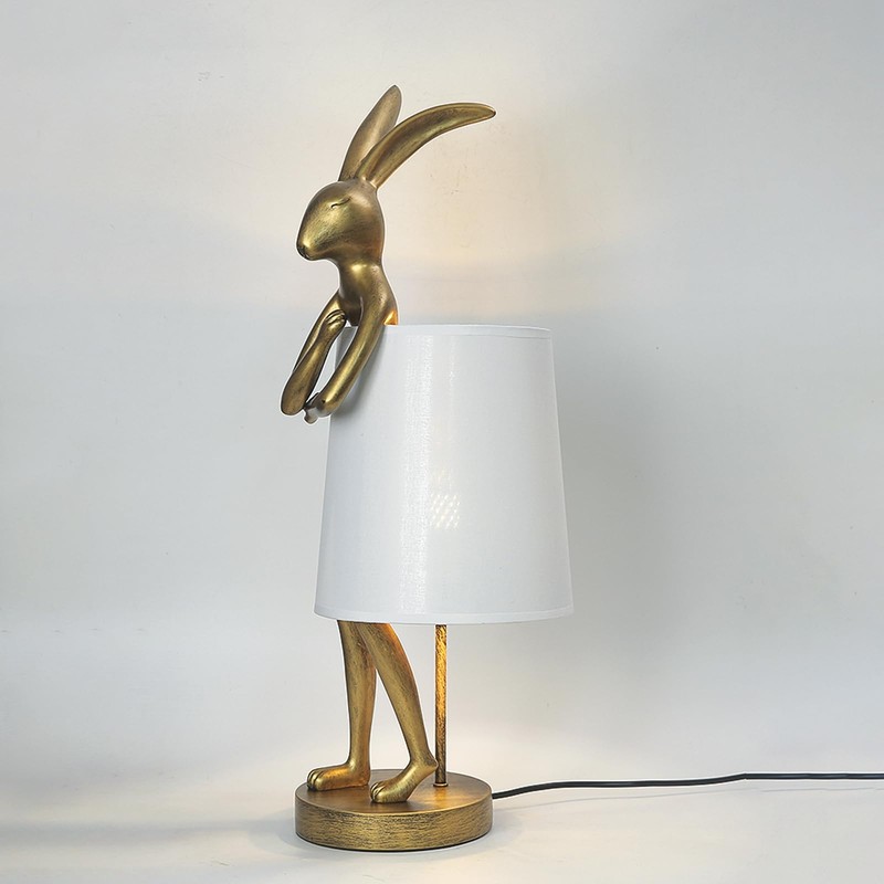 NorDiem Cute Rabbit Animal Table Lamp,Big Size 25.6", Gold Resin