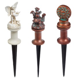 3Pcs Garden Hose Guide Spike Stake Metal Hose Roller Guide, Rustproof Coated Antique Plant Saver Tools for Yard, Lawn Hose Roller Support (D Style)