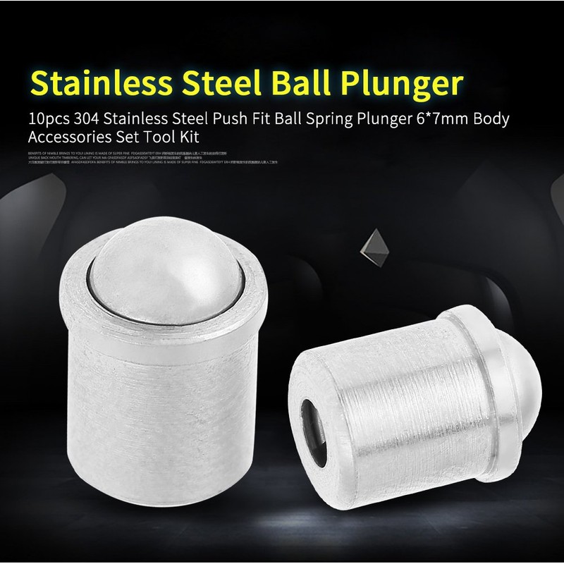 10pcs Spring Plunger Ball 6 x 7 mm Push Fit