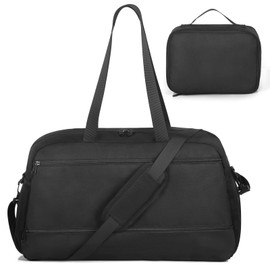 VOOWO Carry on Bags for Airplanes Women - Duffle Bag for Travel, 35L Duffel Bag for Men and Women, Weekender Bags with Laptop Compartment, Travel Tote Weekend Bag Overnight Bag Luggage Bag (Black)