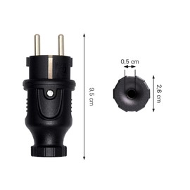 feletec Schuko Plug 230 V Power Plug for Outdoor Use IP44 PVC Protective Contact Plug, Quantity 1 Piece