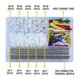 jst Ph Connector kit 2, 3, 4, 5, 6 pin connectors Bent Male/Female housings and 26AWG pre-Crimped Electronics for Circuit Board connectors (Terminal Set 1120 pcs)