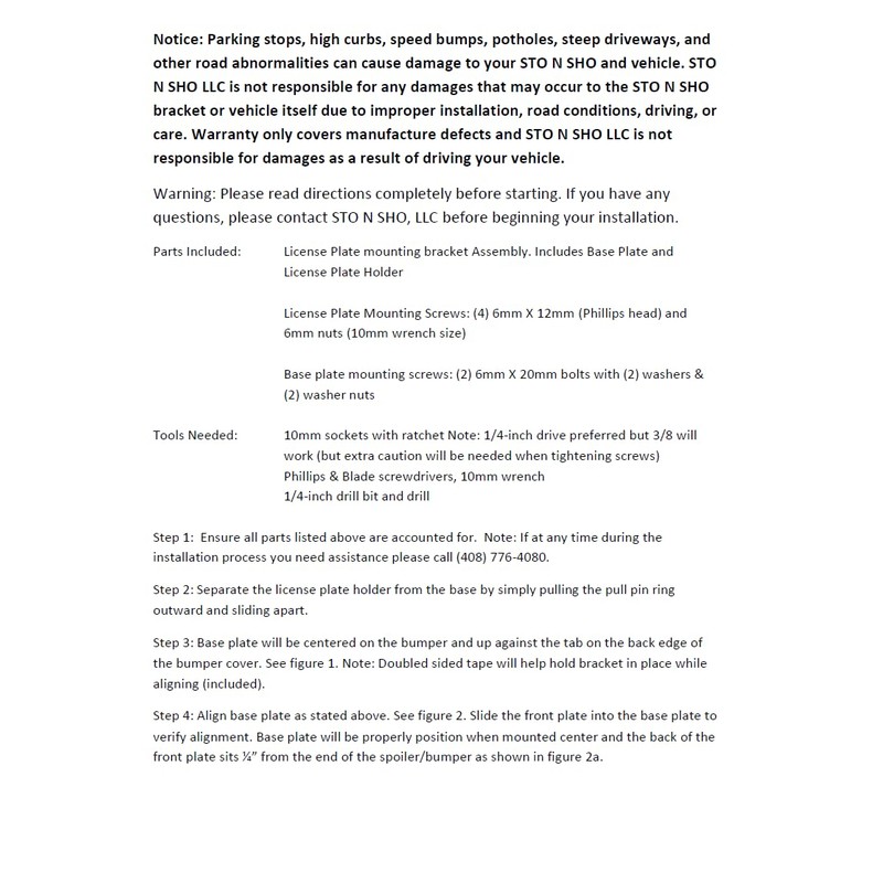 STO N SHO Front License Plate Bracket Compatible with 2024-2025