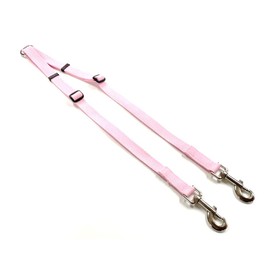 Dog Coupler/Splitter Lead Dual Walking Leash Adjustable 20mm Webbing 2 Way Splitter (Baby Pink)