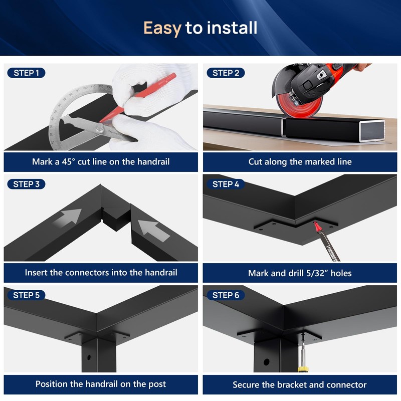 2 Pack Corner Connectors for 2"x1" Aluminum Handrail, 100mm x