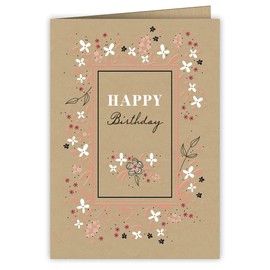 Quire Copper Charm Card Happy Birthday Flowers Frame