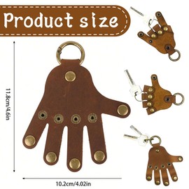 KEWUF Palm Keychain, Leather Key Fob with Metal Clasp for Different Gestures, Funny Key Fob for Car Keys Home Key