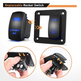 GOOACC 2 Gang Rocker Switch Panel LED Light Bar Switch Rear Lights Switch 12 24V DC Blue Switches 5Pin ON Off Pre-Wired Toggle Switch Panel for Cars ATVs UTVs,2 Years Warranty