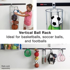 Rubbermaid Garage FastTrack Vertical Ball Rack Satin Nickel Wall Mounted Storage System Holds up to 50 pounds for Home/Garage Silver