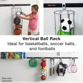 Rubbermaid Garage FastTrack Vertical Ball Rack Satin Nickel Wall Mounted Storage System Holds up to 50 pounds for Home/Garage Silver