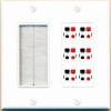 RiteAV 6 Port Speaker Wire Plug Jack Wall Plate - Brush [White]