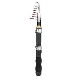 Fishing Rod Portable Small Short Sea Pole Mini Sea Fishing Tools Telescopic Fishing Rod for Travel Seawater Freshwater Bass Trout Fishing (1.9 m)