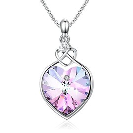 Angelady Necklace for Women, Love Heart Crystals Pendant Necklace with 5A Cubic Zirconia, Birthday Jewelry Gift for/Women/Girl/Wife/Girlfriend/Mother's Day Gift