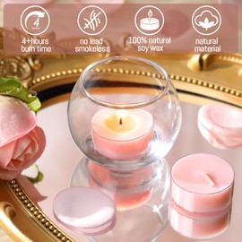 16Pcs Pink Sand Scented Tealight Candles | Soy Wax | 4H | Home Spa Decor