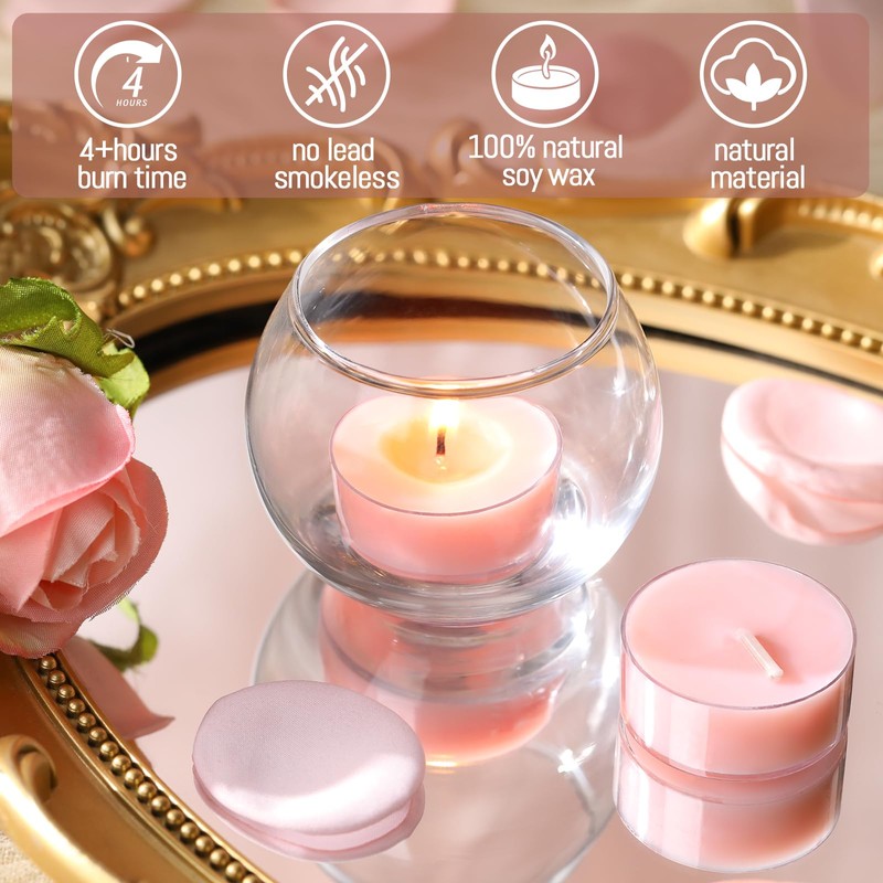 16Pcs Pink Sand Scented Tealight Candles | Soy Wax |