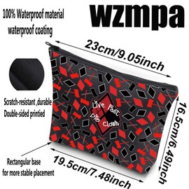 WZMPA Harley Joker Cosmetic Bag Harley Fans Gift Live Fast Die Clown Zipper Pouch Bag Joker Movie Merchandise (Live Fast Die Clown Bl)