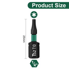 UBESTHS Torx Bit T10, Screwdriver Bits Set 25 Pieces, 1/4 Inch Hex Shank, 25 mm Length with Box