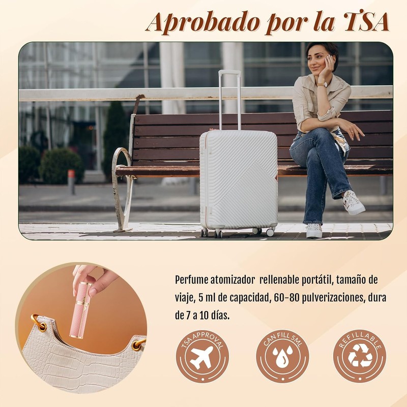 Mini Atomizador Perfume, Porta Perfume para Viaje, Perfumeros de Bolsillo