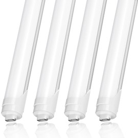 JESLED R17D/HO 8FT LED Bulbs, Rotate Tube Light Bulb 8 Foot, 5000K Daylight 72W, 7200LM, 110W Equivalent F96T12/DW/HO, Frosted Cover, T8/T10/T12 Replacement, Dual-End Powered, Ballast Bypass(4 Pack)