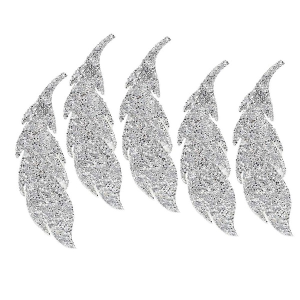 Iron-On Patches, 5 Pieces, Glitter, Feathers, Rhinestones, Sew-On Rhinestone Appliques,