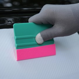 2-Pack Felt Edge Squeegee Tool for Car Vinyl Wrap, Window Tint, & Peel-and-Stick Wallpaper – Professional Bubble Remover with Scratch-Resistant ABS Plastic (Turquoise Green​​ Pink)