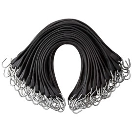 21" Inch 50 Pack Rubber Bungee Cords with Metal Hooks for Flatbed Trucks- Heavy Duty Tarp Tie Down Straps